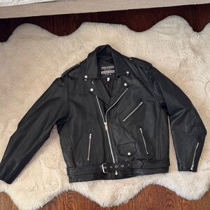 Men's Heavy Black Biker Motorcycle Leather Jacket